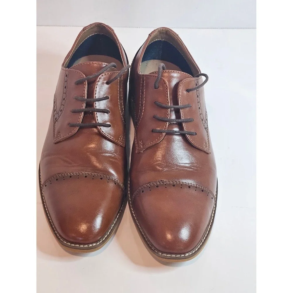 Ashford Hayes Mens Oxford Shoes Brown Cap Toe Brogue Dress Shoes Size 9
